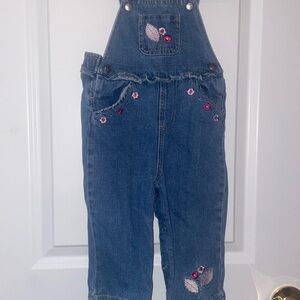 Kids Denim Overalls with Floral Accents